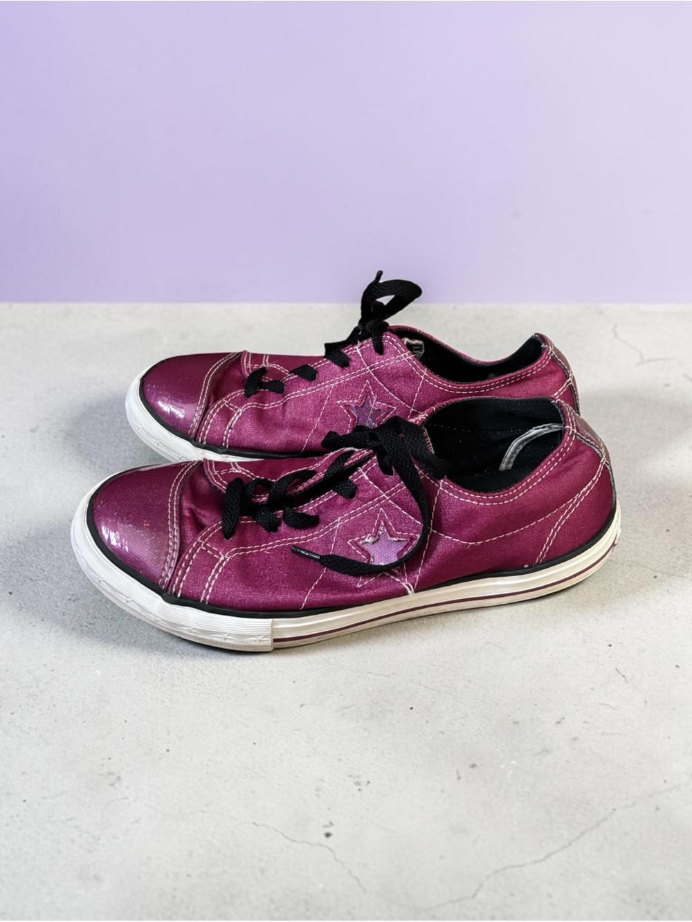 Converse One Star Junior shoes US size 5 EUR 37.5 Magenta Sparkle Rare! Shoe
